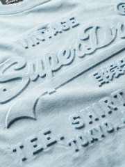 Superdry Stone Blue Marl Embossed VL Relaxed T-Shirt - Image 5 of 5
