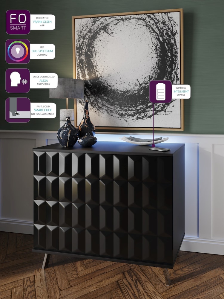 Frank Olsen Black Elevate Smart LED Small Sideboard - Image 2 of 6