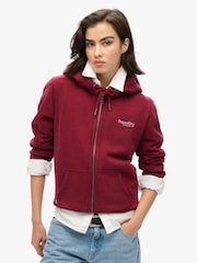 Superdry Rich Burgundy Essential Logo Zip Hoodie - Image 1 of 6