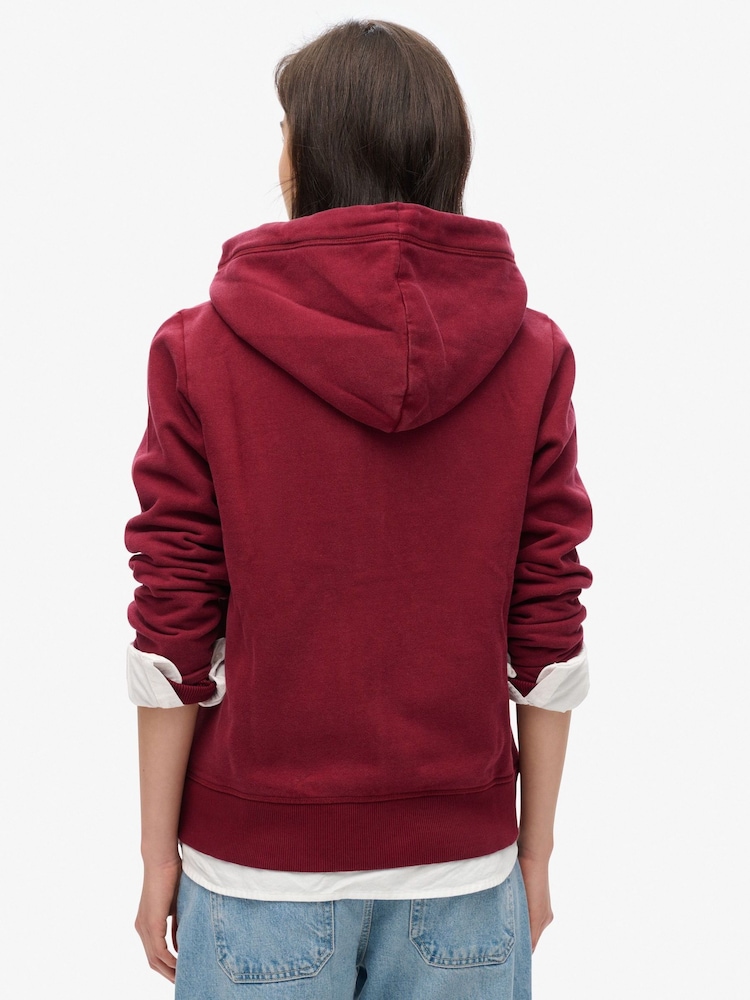Superdry Rich Burgundy Essential Logo Zip Hoodie - Image 3 of 6