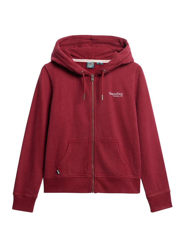 Superdry Rich Burgundy Essential Logo Zip Hoodie - Image 5 of 6