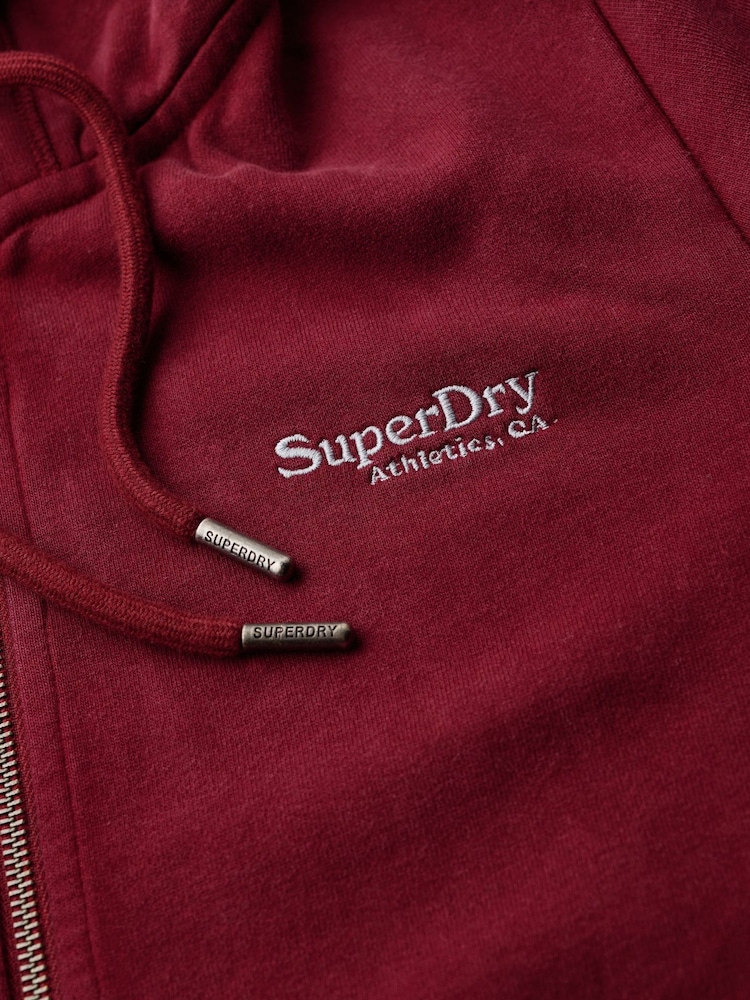 Superdry Rich Burgundy Essential Logo Zip Hoodie - Image 6 of 6