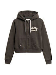 Superdry Bison Black 100% Cotton Athletic Relaxed Crop Zip Hoodie - Image 4 of 5