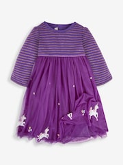 JoJo Maman Bébé Purple Unicorn Party Dress - Image 2 of 4