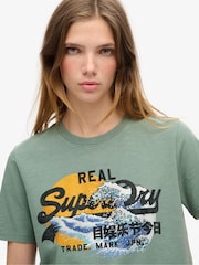 Superdry Laurel Khaki 100% Cotton Tokyo VL Graphic Relaxed T-Shirt - Image 3 of 5