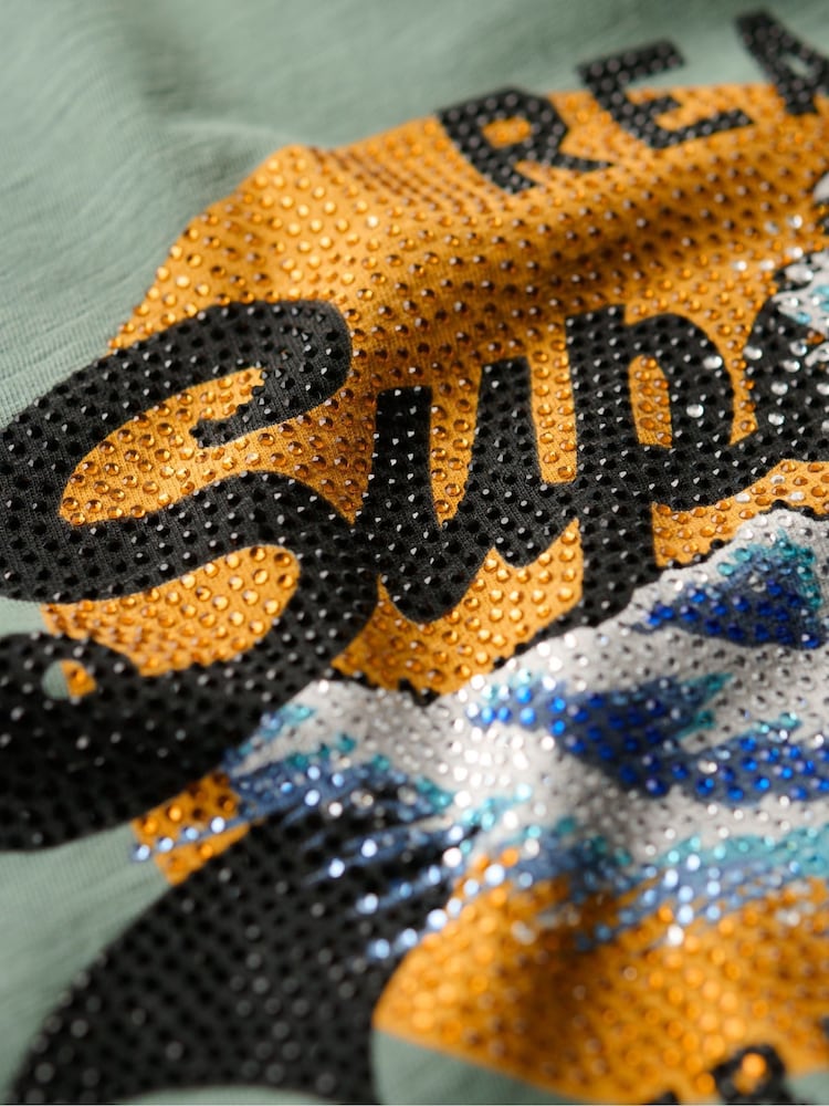 Superdry Laurel Khaki 100% Cotton Tokyo VL Graphic Relaxed T-Shirt - Image 5 of 5
