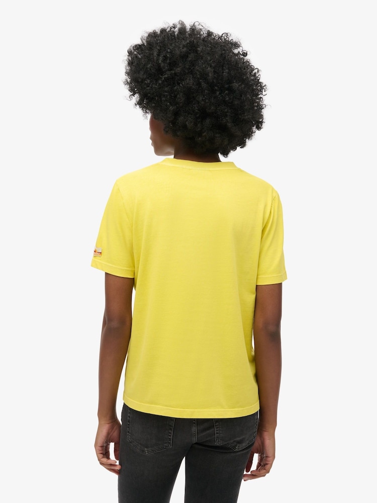 Superdry Buttercup Yellow Cooper Tonal Logo Relaxed 100% Cotton T-Shirt - Image 2 of 6