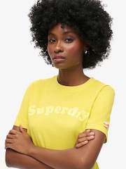 Superdry Buttercup Yellow Cooper Tonal Logo Relaxed 100% Cotton T-Shirt - Image 4 of 6