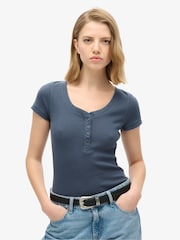 Superdry Mariner Navy Essential Button Down Short Sleeve Top - Image 1 of 4