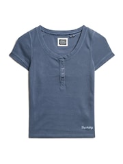 Superdry Mariner Navy Essential Button Down Short Sleeve Top - Image 2 of 4