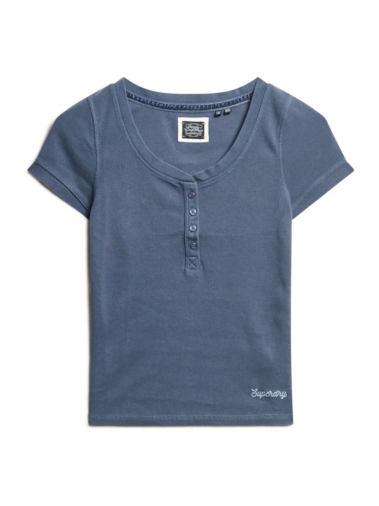 Superdry Mariner Navy Essential Button Down Short Sleeve Top - Image 2 of 4