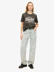 Superdry Washed Black Embellished VL Graphic 100% Cotton T-Shirt - Image 1 of 5