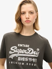 Superdry Washed Black Embellished VL Graphic 100% Cotton T-Shirt - Image 2 of 5