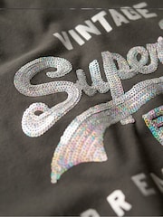 Superdry Washed Black Embellished VL Graphic 100% Cotton T-Shirt - Image 4 of 5