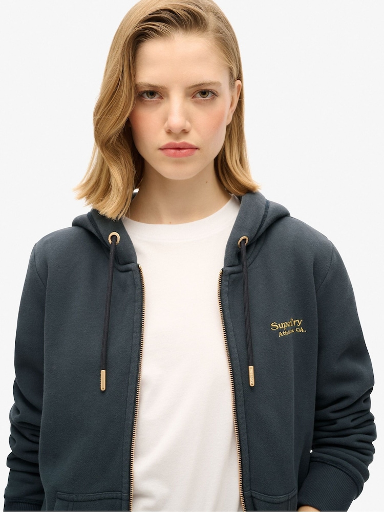 Superdry Richest Navy Essential Logo Zip Hoodie - Image 3 of 6