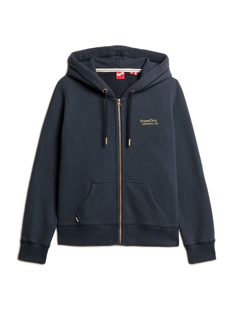 Superdry Richest Navy Essential Logo Zip Hoodie - Image 4 of 6