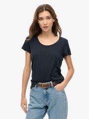 Superdry Eclipse Navy Scoop Neck T-Shirt - Image 1 of 4