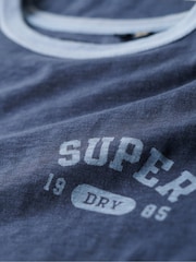 Superdry Richest Navy Slub 100% Cotton Athletic Ringer Fitted T-Shirt - Image 4 of 4