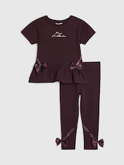 River Island Red Satin Bow T-Shirt & Legging Set - Image 1 of 5