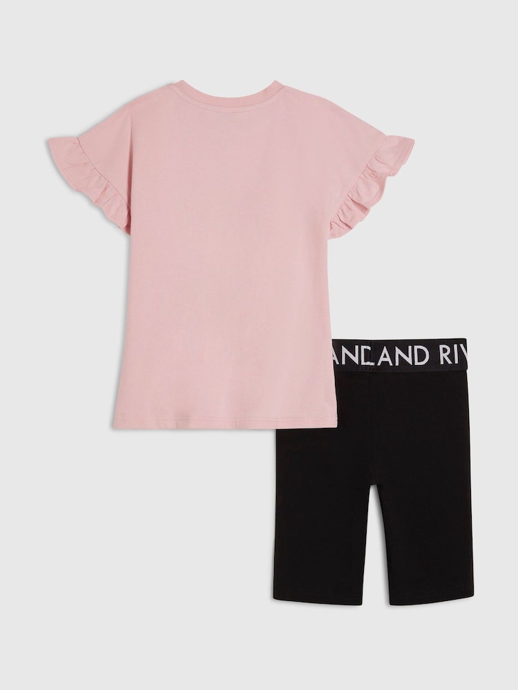 River Island Pink Capybara T-Shirt & Cycle Shorts Set - Image 2 of 5 River Island Pink Capybara T-Shirt & Cycle Shorts Set - Image 2 of 5