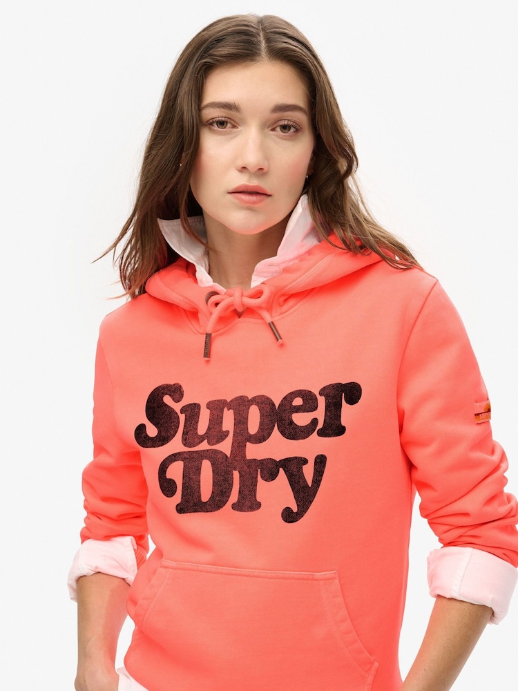 Superdry Coral Cooper Tonal Logo 100% Cotton Hoodie - Image 3 of 6