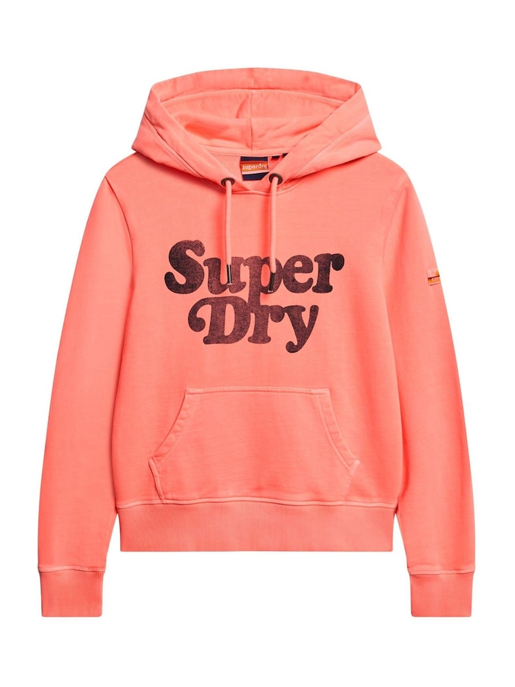 Superdry Coral Cooper Tonal Logo 100% Cotton Hoodie - Image 4 of 6