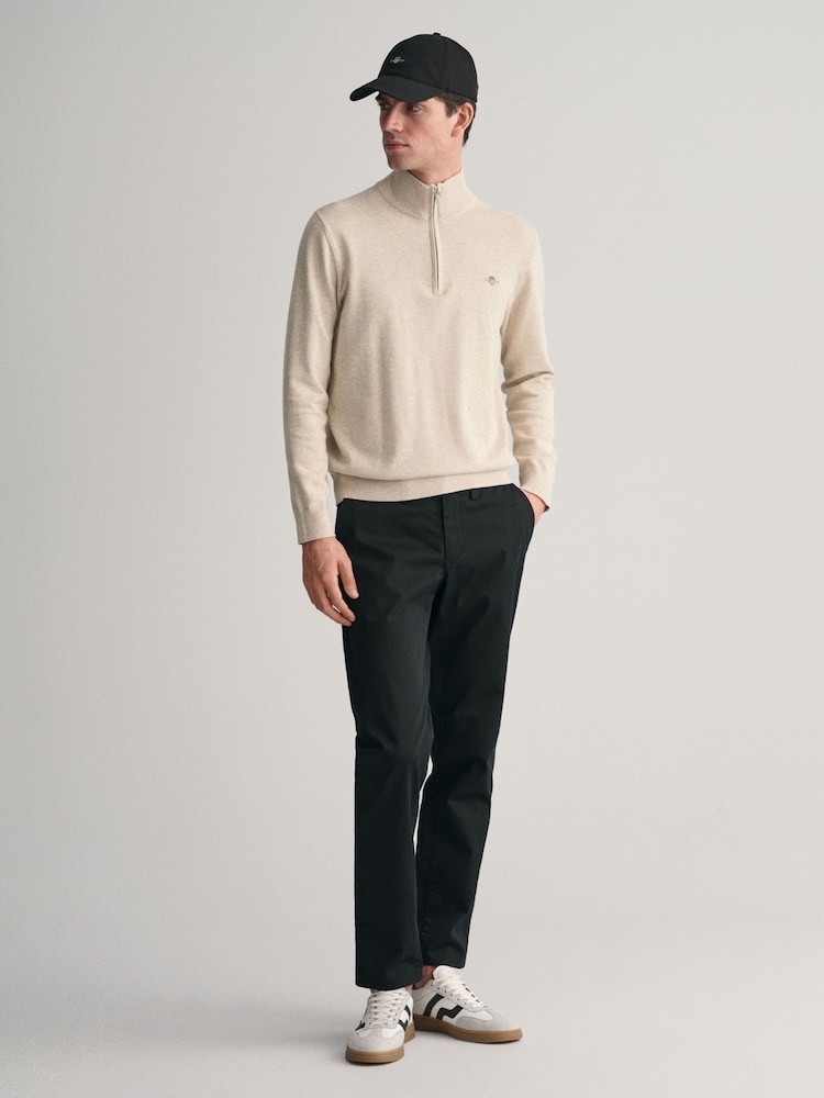 GANT Black Slim Fit Cotton Twill Chino Trousers - Image 1 of 4 GANT Black Slim Fit Cotton Twill Chino Trousers - Image 1 of 4