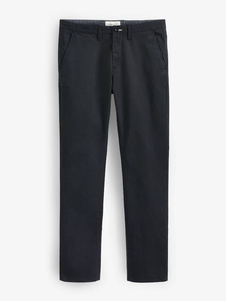 Preto - Calças chino de sarja de algodão slim fit da GANT - Imagem 4 de 4