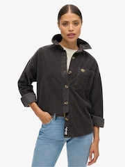 Superdry Black Birch Chunky Cord 100% Cotton Shacket - Image 1 of 3