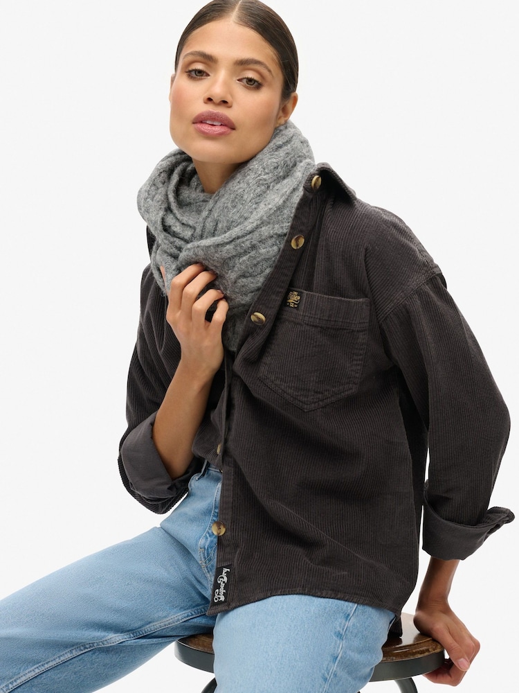 Superdry Black Birch Chunky Cord 100% Cotton Shacket - Image 3 of 3
