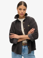 Preto - Superdry Birch Chunky Cord 100% Algodão Shacket - Imagem 4 de 7