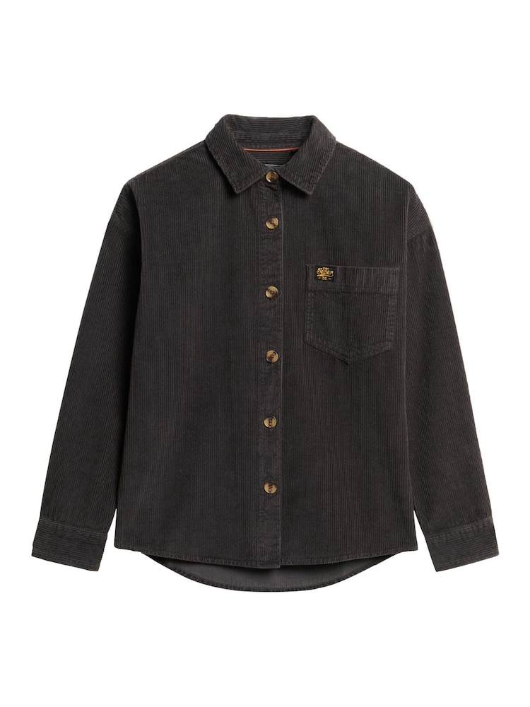 Preto - Superdry Birch Chunky Cord 100% Algodão Shacket - Imagem 7 de 7