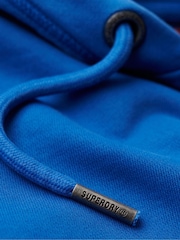Superdry Royal Mid Blue Cooper Tonal Logo 100% Cotton Hoodie - Image 4 of 5