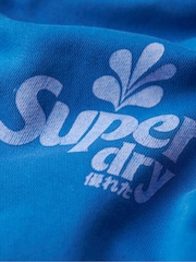 Superdry Royal Mid Blue Cooper Tonal Logo 100% Cotton Hoodie - Image 5 of 5