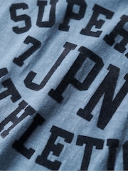Superdry Wedgewood Blue Slub Athletic Graphic Fitted 100% Cotton T-Shirt - Image 6 of 6