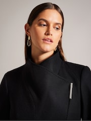 Ted Baker Black Rosess Short Wool Wrap Coat - Image 4 of 6