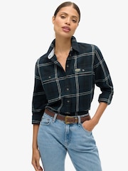 Superdry Navy/Green Check 100% Cotton Lumberjack Check Flannel Shirt - Image 2 of 7