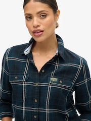Superdry Navy/Green Check 100% Cotton Lumberjack Check Flannel Shirt - Image 4 of 7