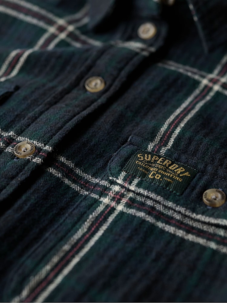 Superdry Navy/Green Check 100% Cotton Lumberjack Check Flannel Shirt - Image 6 of 7