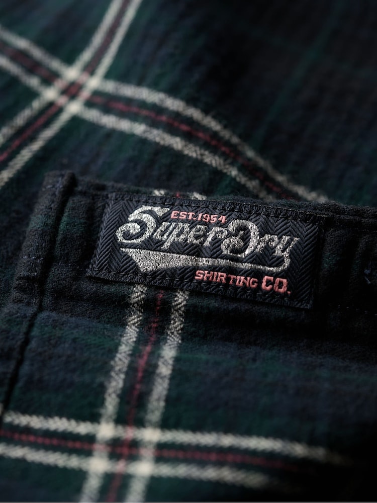 Mornarsko modra-zelena karirasta - Superdry 100% Bombaž Lumberjack Check Flannel srajce - Slika 7 iz 7 Mornarsko modra-zelena karirasta - Superdry 100% Bombaž Lumberjack Check Flannel srajce - Slika 7 iz 7