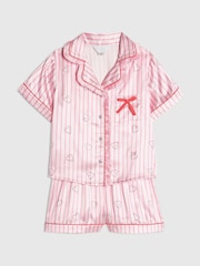 River Island Pink Stripe Hotfix Satin Pyjamas - Image 3 of 5
