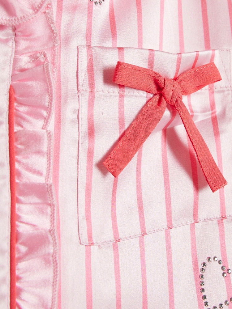 River Island Pink Stripe Hotfix Satin Pyjamas - Image 5 of 5