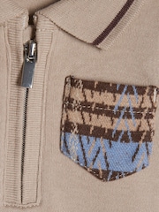 River Island Brown Check Little Man Polo & Joggers Set - Image 5 of 5