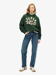 Superdry Enamel Green Athletic Applique Oversize 100% Cotton Hoodie - Image 3 of 7