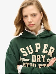 Superdry Enamel Green Athletic Applique Oversize 100% Cotton Hoodie - Image 4 of 7