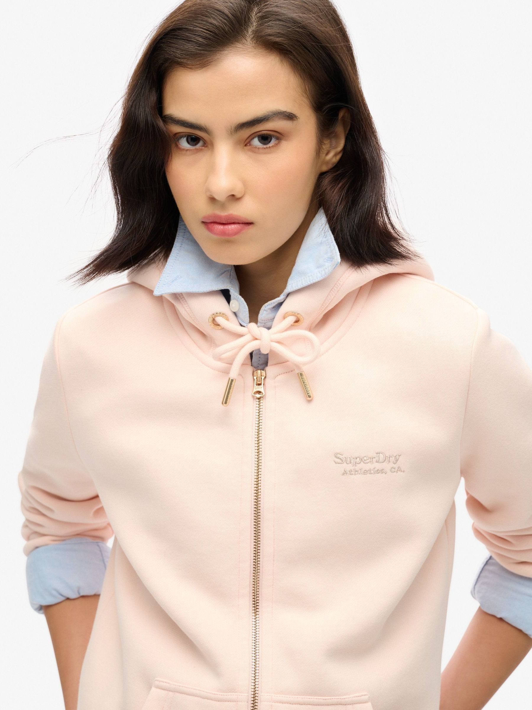 Cumpără Roz Clay - Hanorac cu fermoar și logo Superdry Essential