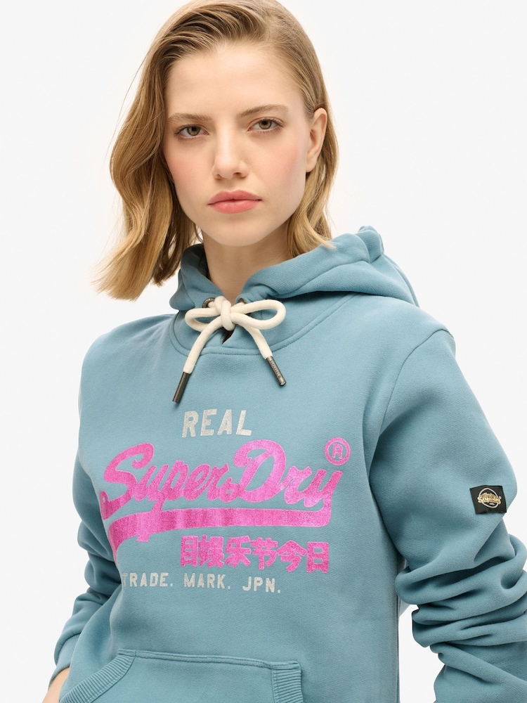 Superdry Aegean Blue Embellished Vl Graphic Hoodie - Image 2 of 5