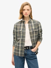 Хаки/серый в клетку - Superdry 100% Хлопок Lumberjack Check Flannel рубашки - Image 2 of 3
