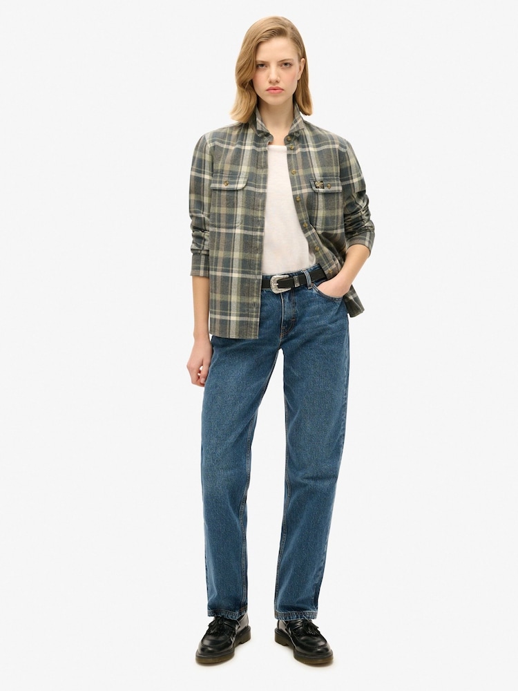 Kaki/siva kontrola - Superdry 100% Bombaž Lumberjack Check Flannel srajce - Slika 3 iz 3 Kaki/siva kontrola - Superdry 100% Bombaž Lumberjack Check Flannel srajce - Slika 3 iz 3