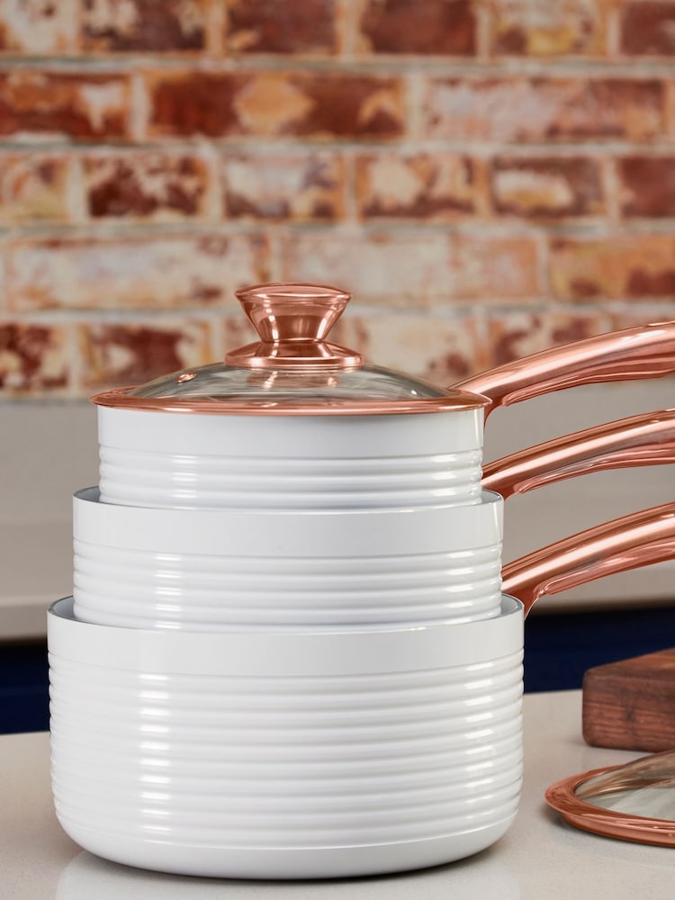 Tower Set of 3 White Black Saucepans - Image 1 of 2